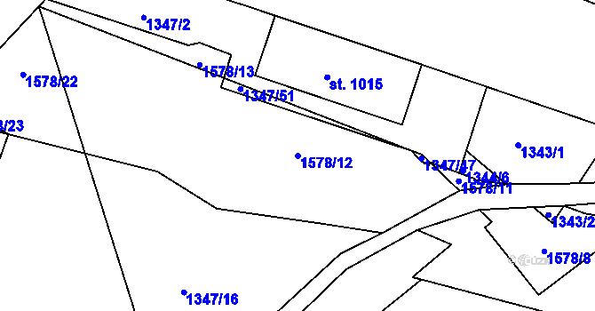 Parcela st. 1578/12 v KÚ Telčice, Katastrální mapa