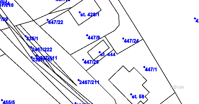 Parcela st. 444 v KÚ Telecí, Katastrální mapa