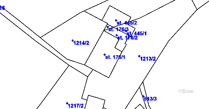 Parcela st. 176/1 v KÚ Telecí, Katastrální mapa