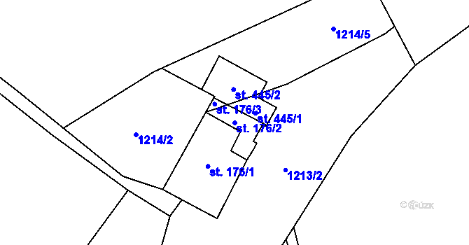 Parcela st. 176/2 v KÚ Telecí, Katastrální mapa