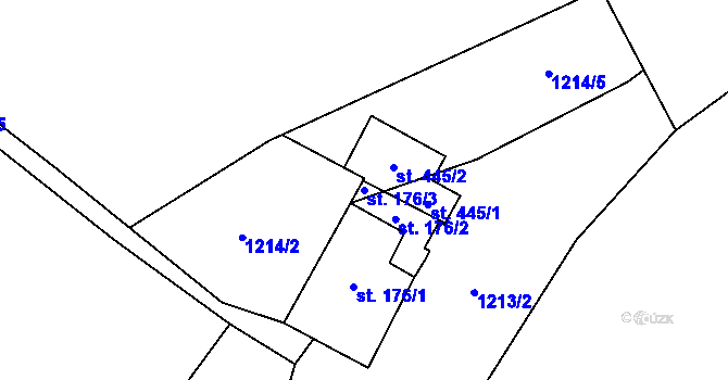 Parcela st. 176/3 v KÚ Telecí, Katastrální mapa