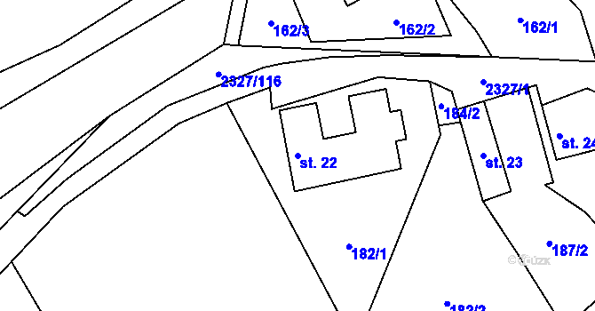 Parcela st. 22 v KÚ Telecí, Katastrální mapa