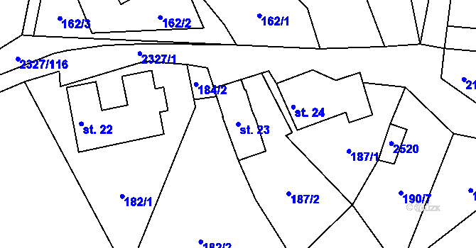 Parcela st. 23 v KÚ Telecí, Katastrální mapa