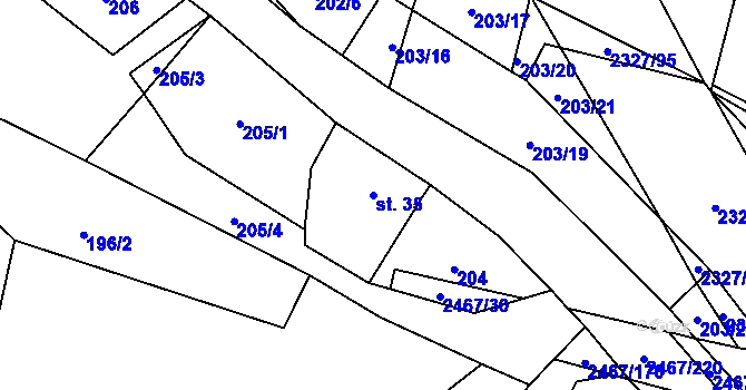 Parcela st. 35 v KÚ Telecí, Katastrální mapa