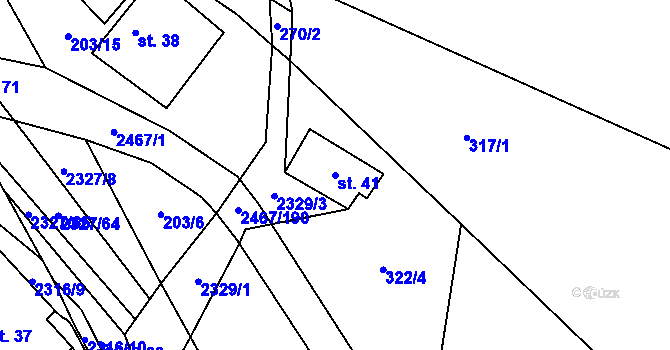 Parcela st. 41 v KÚ Telecí, Katastrální mapa