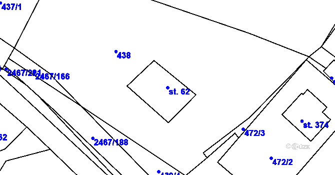 Parcela st. 62 v KÚ Telecí, Katastrální mapa