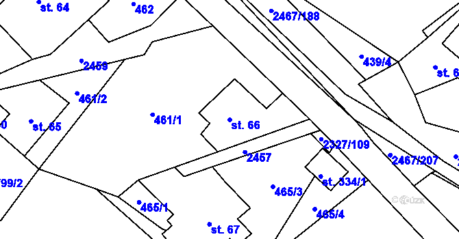 Parcela st. 66 v KÚ Telecí, Katastrální mapa