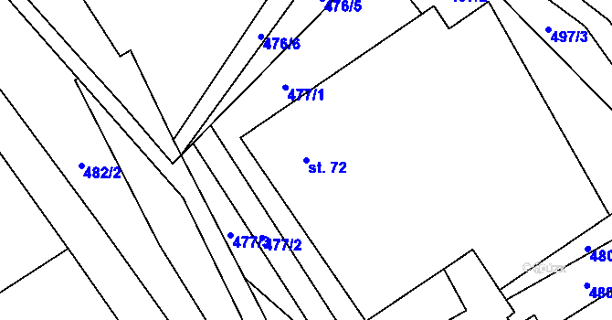 Parcela st. 72 v KÚ Telecí, Katastrální mapa