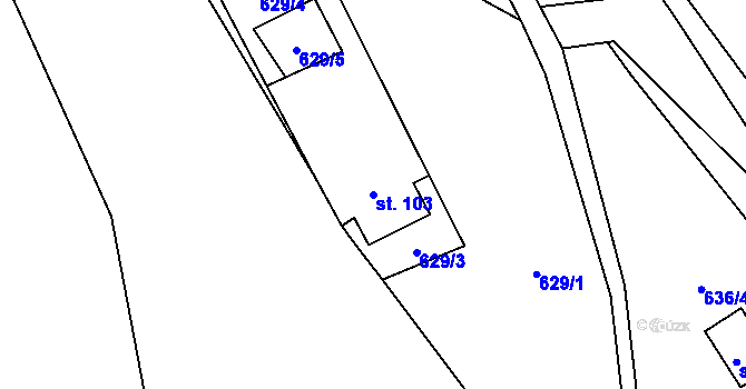 Parcela st. 103 v KÚ Telecí, Katastrální mapa