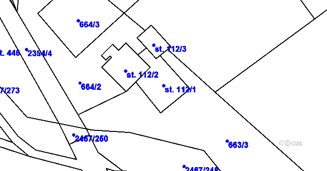 Parcela st. 112/1 v KÚ Telecí, Katastrální mapa