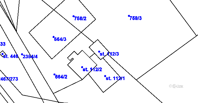 Parcela st. 112/3 v KÚ Telecí, Katastrální mapa