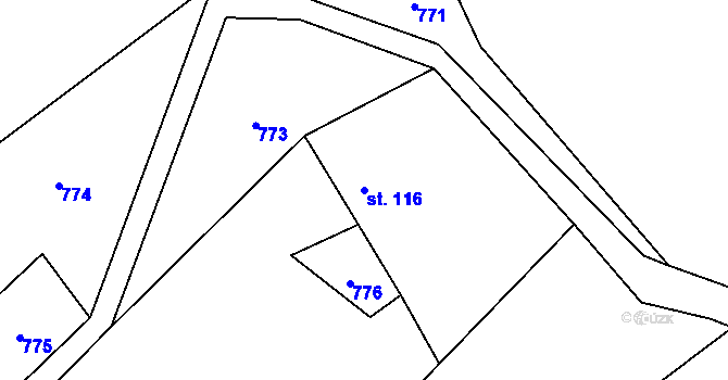 Parcela st. 116 v KÚ Telecí, Katastrální mapa