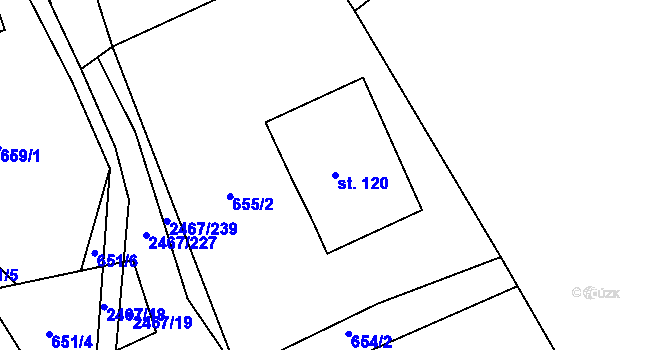 Parcela st. 120 v KÚ Telecí, Katastrální mapa
