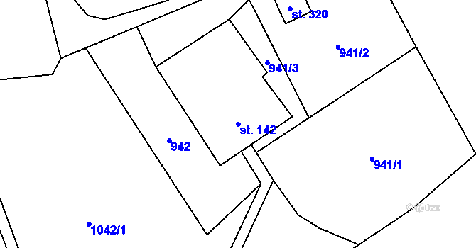 Parcela st. 142 v KÚ Telecí, Katastrální mapa
