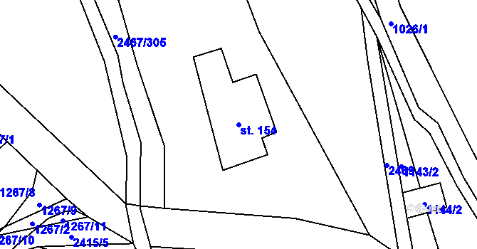 Parcela st. 154 v KÚ Telecí, Katastrální mapa