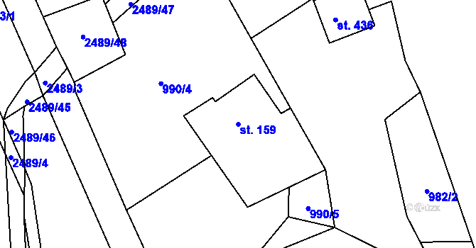 Parcela st. 159 v KÚ Telecí, Katastrální mapa