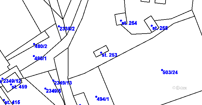 Parcela st. 253 v KÚ Telecí, Katastrální mapa
