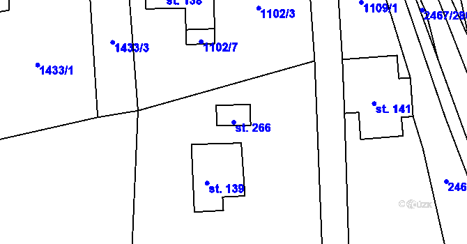 Parcela st. 266 v KÚ Telecí, Katastrální mapa