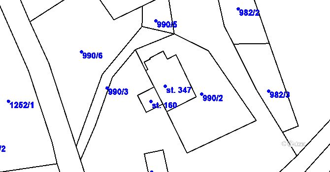 Parcela st. 347 v KÚ Telecí, Katastrální mapa