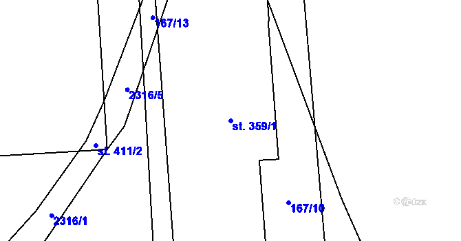 Parcela st. 359/1 v KÚ Telecí, Katastrální mapa