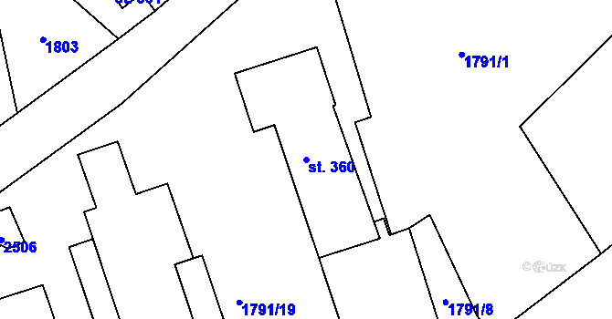 Parcela st. 360 v KÚ Telecí, Katastrální mapa