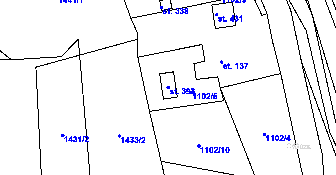 Parcela st. 393 v KÚ Telecí, Katastrální mapa