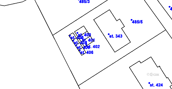Parcela st. 402 v KÚ Telecí, Katastrální mapa