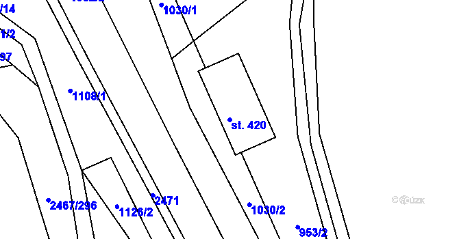 Parcela st. 420 v KÚ Telecí, Katastrální mapa
