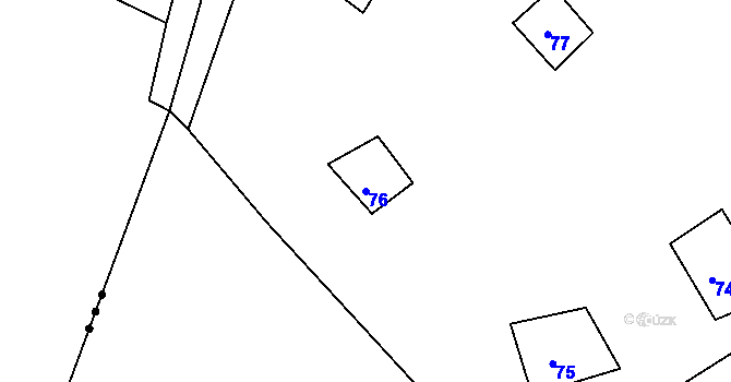 Parcela st. 76 v KÚ Telecí, Katastrální mapa