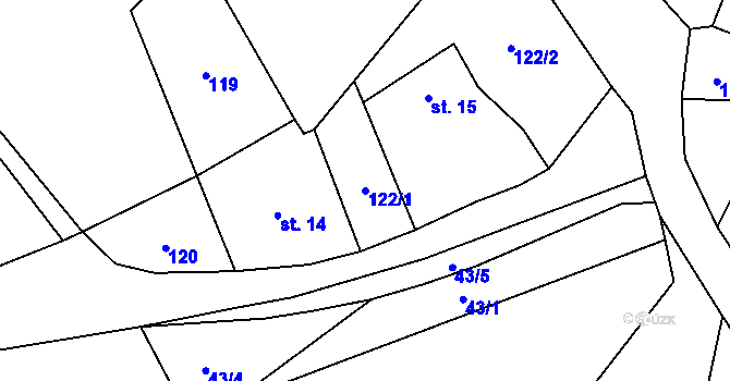 Parcela st. 122/1 v KÚ Telecí, Katastrální mapa
