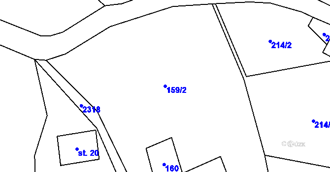 Parcela st. 159/2 v KÚ Telecí, Katastrální mapa