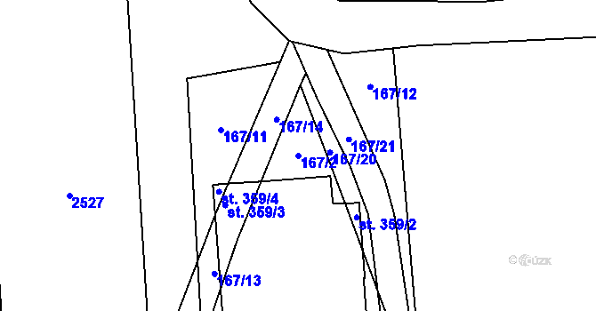 Parcela st. 167/2 v KÚ Telecí, Katastrální mapa