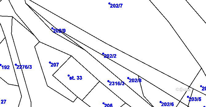 Parcela st. 202/2 v KÚ Telecí, Katastrální mapa