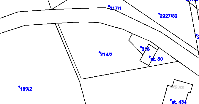 Parcela st. 214/2 v KÚ Telecí, Katastrální mapa