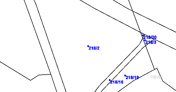 Parcela st. 218/2 v KÚ Telecí, Katastrální mapa