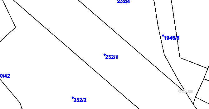 Parcela st. 232/1 v KÚ Telecí, Katastrální mapa