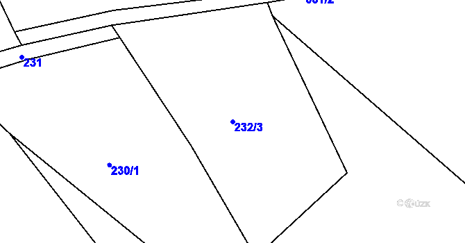 Parcela st. 232/3 v KÚ Telecí, Katastrální mapa