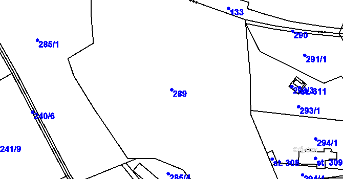 Parcela st. 289 v KÚ Telecí, Katastrální mapa