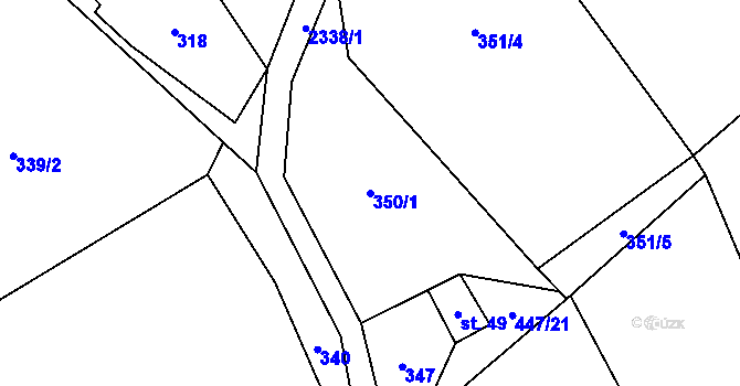 Parcela st. 350/1 v KÚ Telecí, Katastrální mapa
