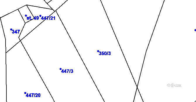 Parcela st. 350/3 v KÚ Telecí, Katastrální mapa
