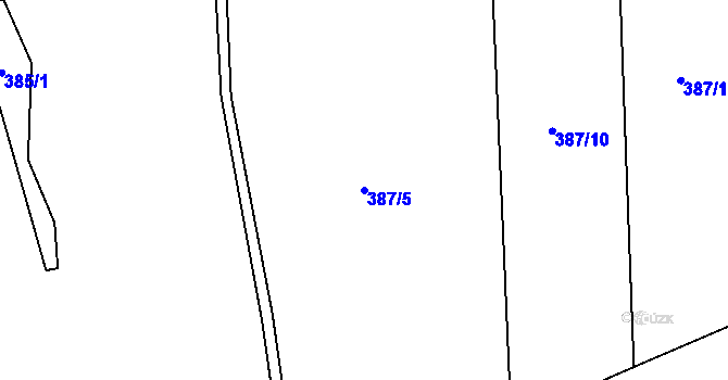 Parcela st. 387/5 v KÚ Telecí, Katastrální mapa