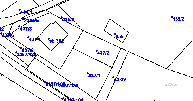 Parcela st. 437/2 v KÚ Telecí, Katastrální mapa