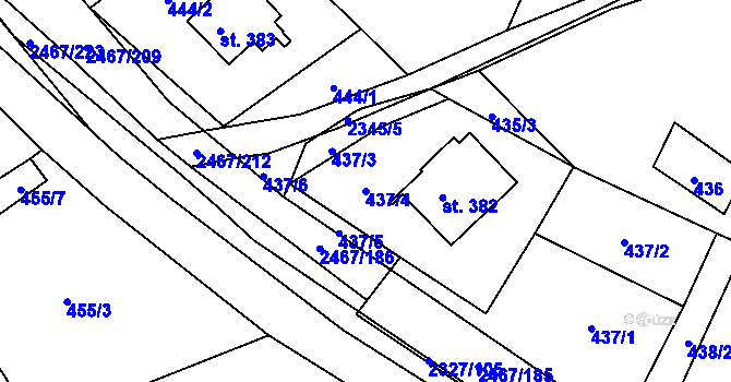 Parcela st. 437/4 v KÚ Telecí, Katastrální mapa