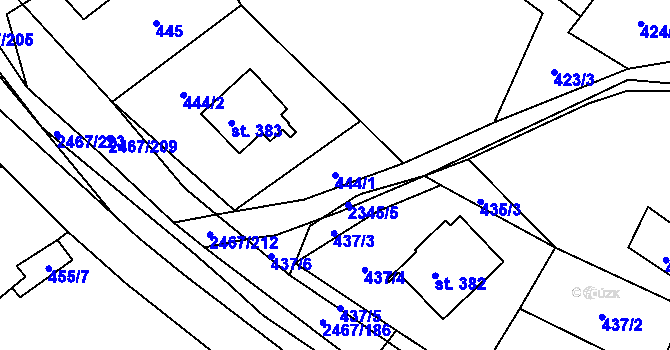 Parcela st. 444/1 v KÚ Telecí, Katastrální mapa