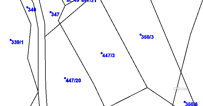 Parcela st. 447/3 v KÚ Telecí, Katastrální mapa