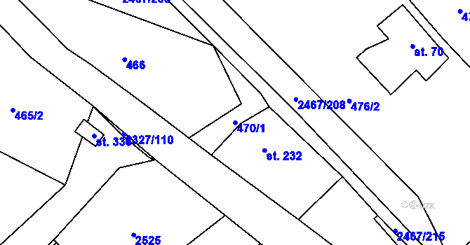 Parcela st. 470/1 v KÚ Telecí, Katastrální mapa