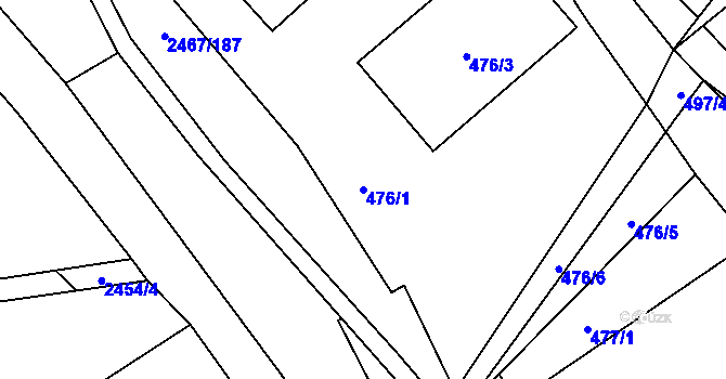 Parcela st. 476/1 v KÚ Telecí, Katastrální mapa
