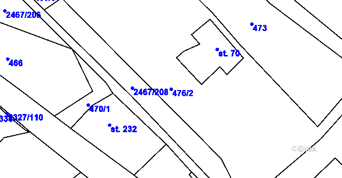 Parcela st. 476/2 v KÚ Telecí, Katastrální mapa