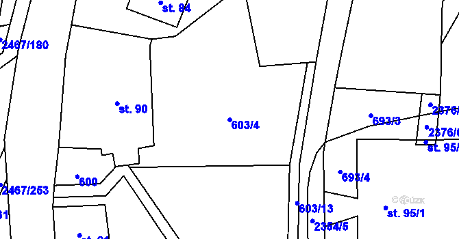 Parcela st. 603/4 v KÚ Telecí, Katastrální mapa