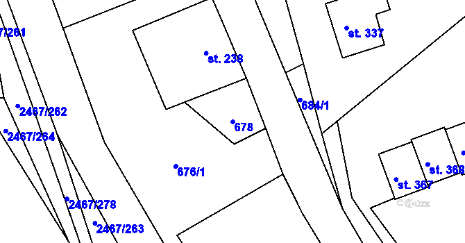 Parcela st. 678 v KÚ Telecí, Katastrální mapa